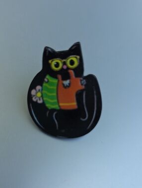 Mischievous Cat Plant Lover Pin Brooch